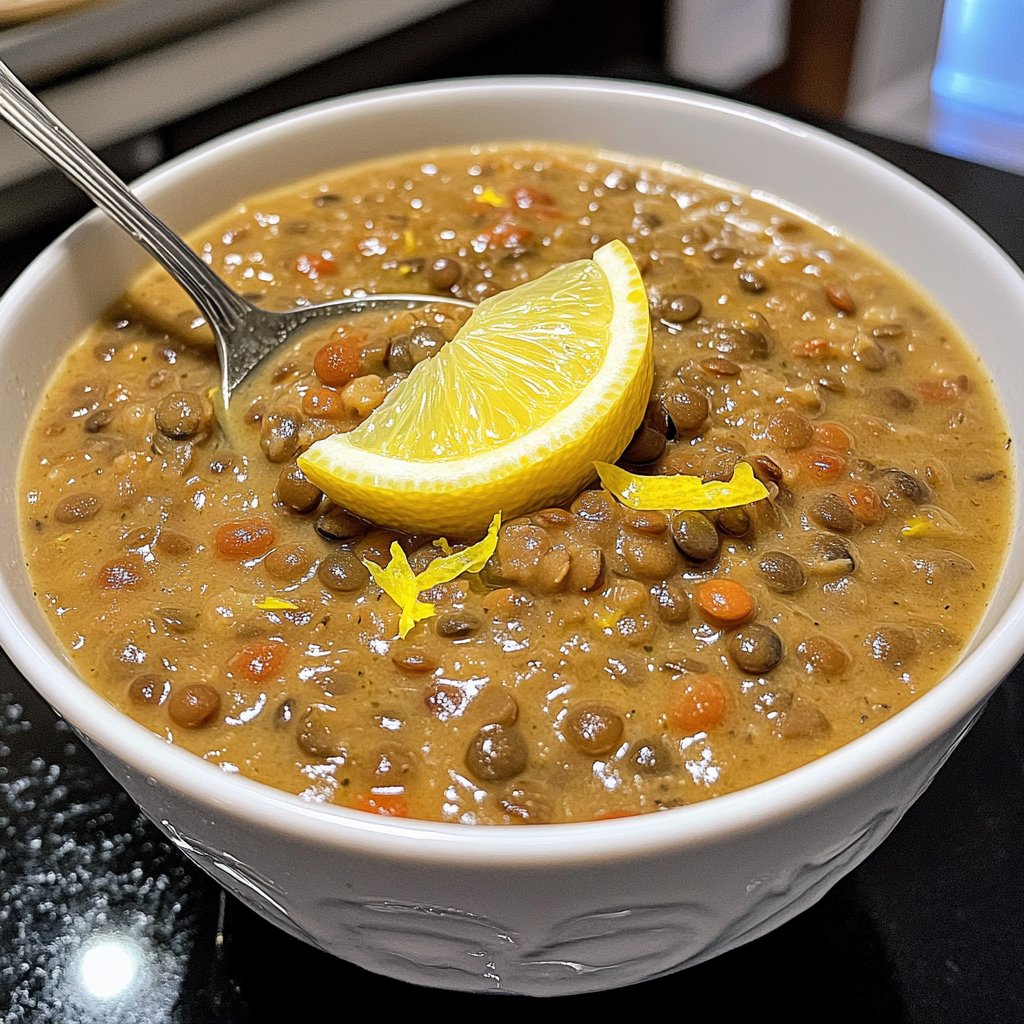 Linsensuppe mit Zitrone