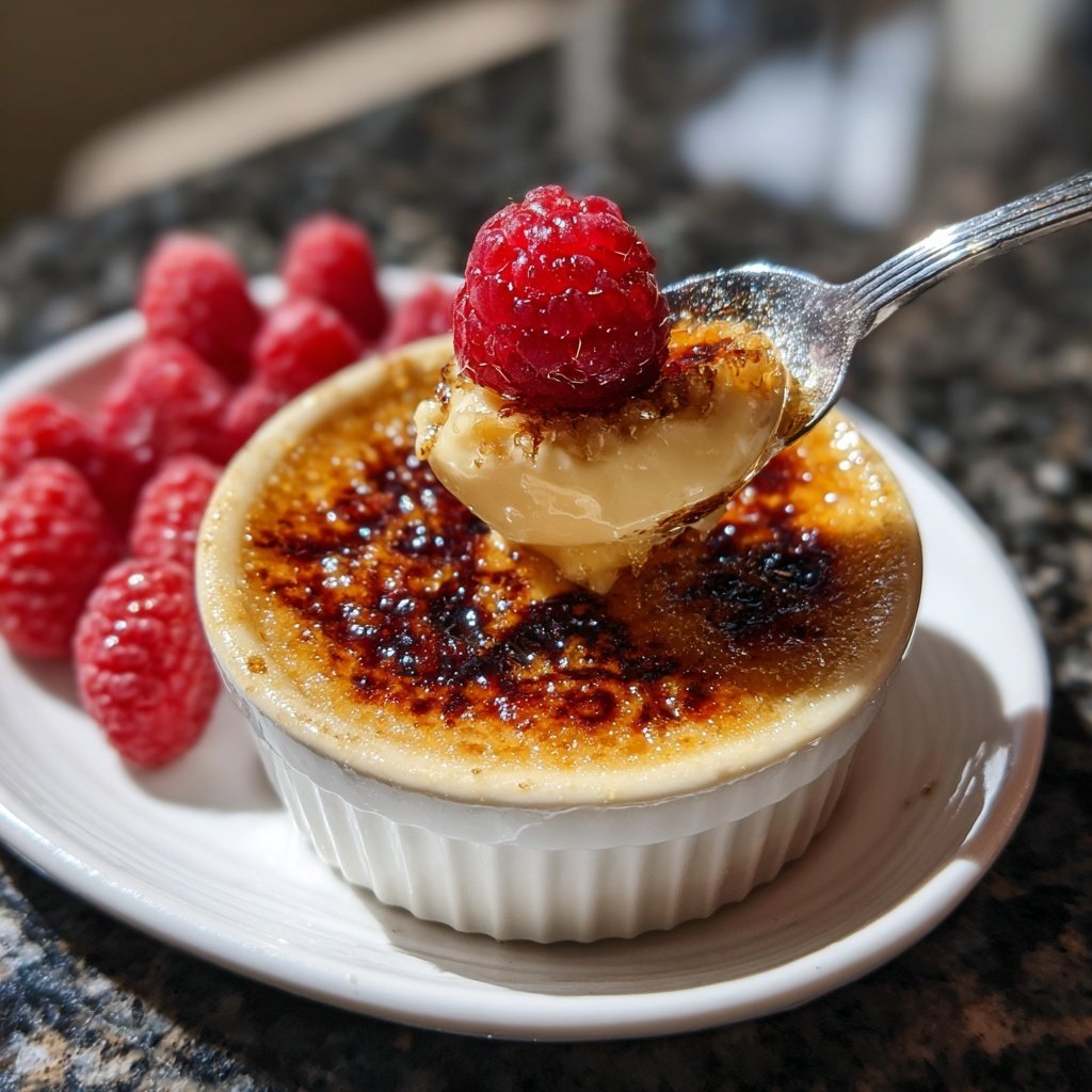 Crème Brûlée mit Himbeeren