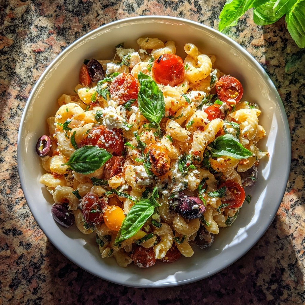 Mediterraner Nudelsalat Mit Feta Und Oliven