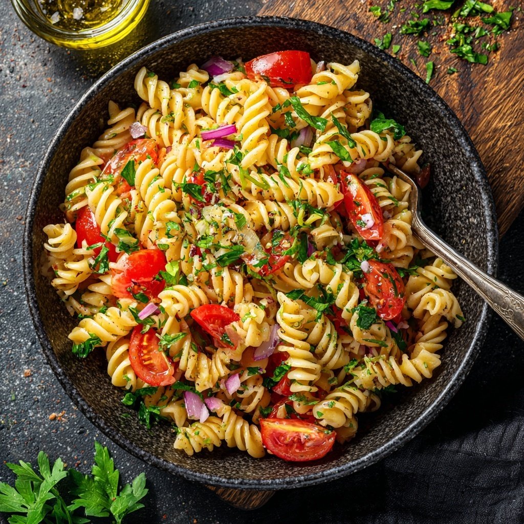 Mediterraner Nudelsalat Mit Tomaten